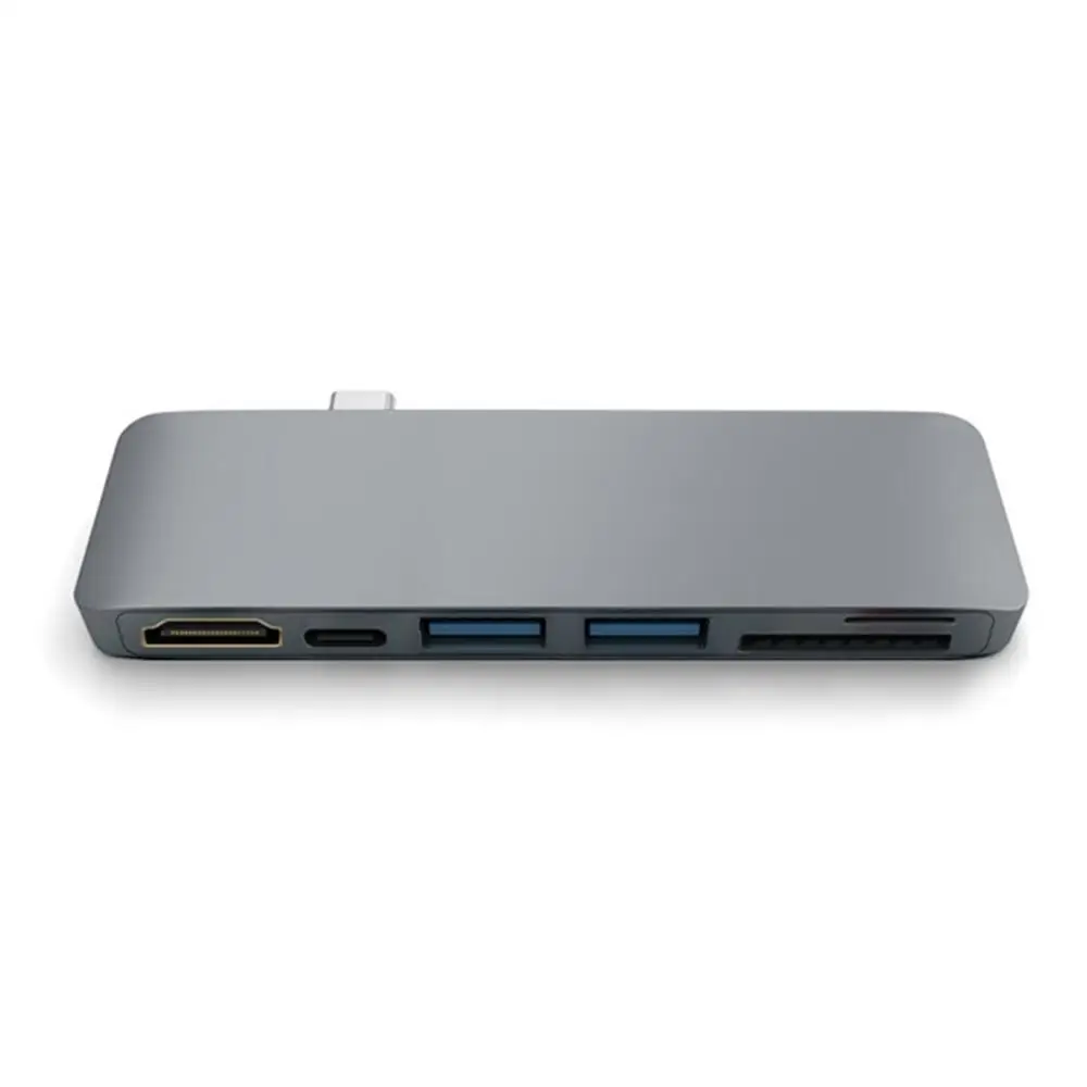 Серый Высокопроизводительный ультра-тонкий портативный type-C-HDMI концентратор PD-power с безопасным цифровым/TF кард-ридером для ноутбука Macbook - Цвет: Серый