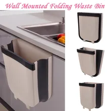 Folding Waste Bin Kitchen Cabinet Door Hanging Trash Bin Trash Can Wall Mounted Trashcan For Bathroom Toilet Waste Storage