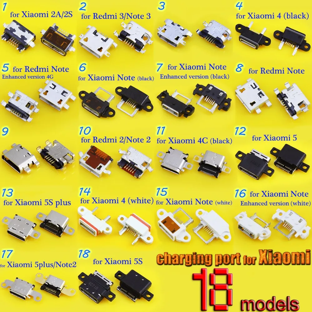 18 моделей Micro USB разъем для зарядки данных Xiaomi 5 plus/Note2/mi5s хвост зарядный порт Новый