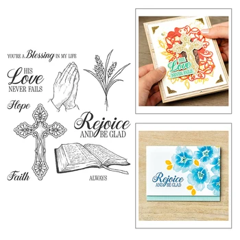

2020 New Hot Christian Jesus Bless You Cross Book Sentiment Word Stamps and Metal Cutting Dies For Scrapbooking Card Foil Making