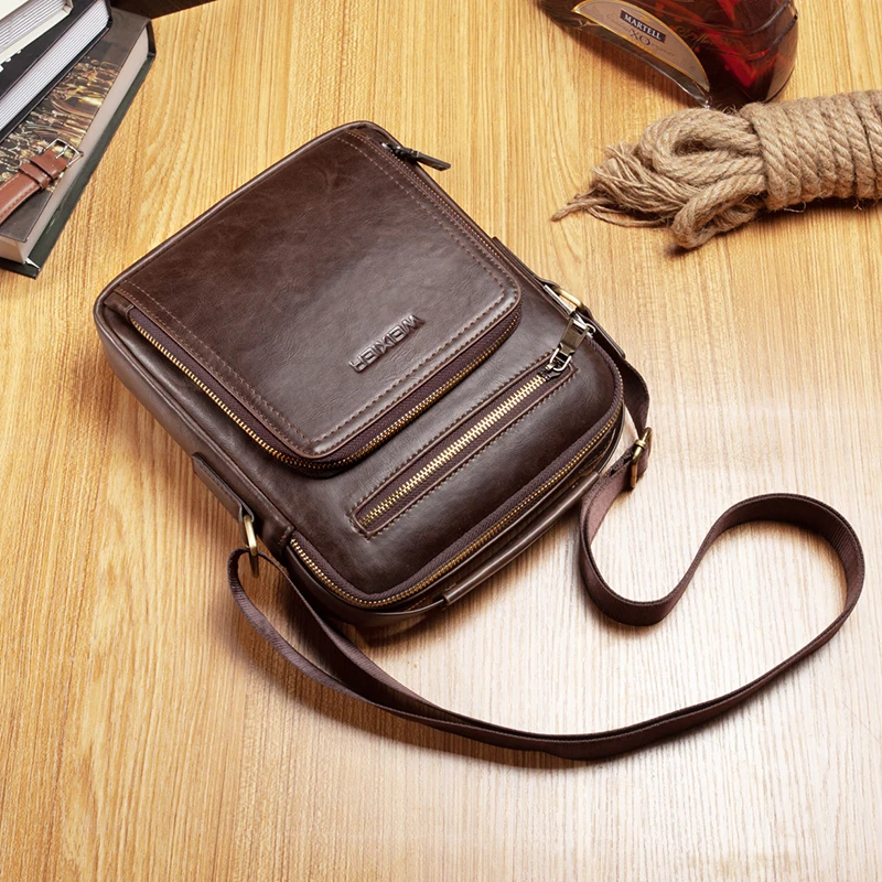 

WENYUJH Men Tote Bags Set Fashion Man Vintage Leather Messenger Bag Male Cross Body Shoulder For Men Bolsas Male