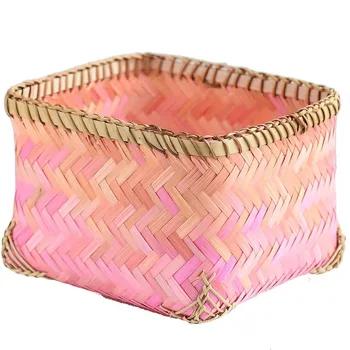 

Storage Baskets creative color handmade bamboo woven basket bread fruit sundry storage basket kitchen household indoor supplies
