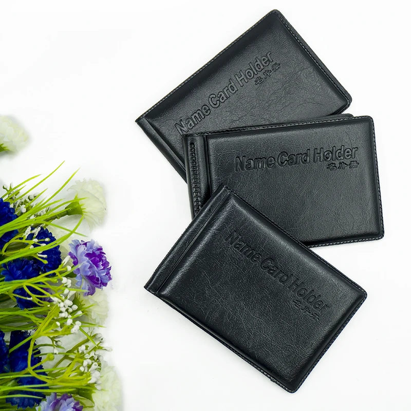 

1pc Horizontal Black 20 Cards Holder Credit Name Business ID Card Holder Pocket Case Holder Storage Supplies Office Stationery
