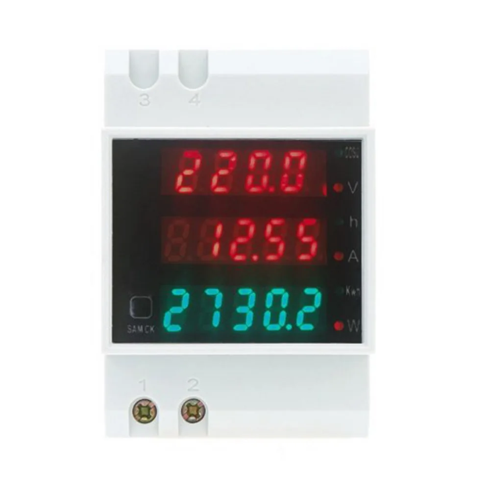 AC 80-300 V 0-100.0A Амперметр Вольтметр din-рейка светодиодный Вольт Ампер метр