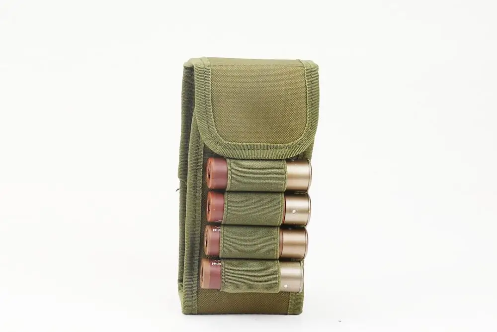 OD Tactical 10 Round 12GA 12 Gauge Ammo Shells Molle Pouch Army Shot gun Reload Magazine Pouches Airsoft Mag Pouch Hunting Ammo Bag - Color: OD