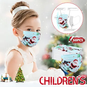 

Christmas Disposable FaceMask for Kids Melt Blown cloth Protection Masks 3 ply Disposable FaceMaskS 50 pcs Earhook mascarillad