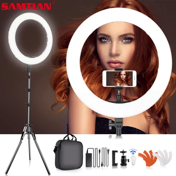 

SAMTIAN ring light 18 inch ring lamp dimmable 240PCS LED light with tripod For YouTube makeup Photography lighgting ringlight