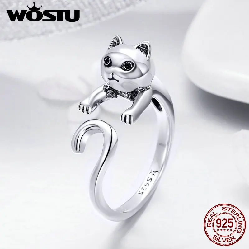 WOSTU, настоящее 925 пробы, Серебряное обручальное кольцо, регулируемый размер, цветок, пчела, кольца на палец для женщин, обручение, модное ювелирное изделие, подарок