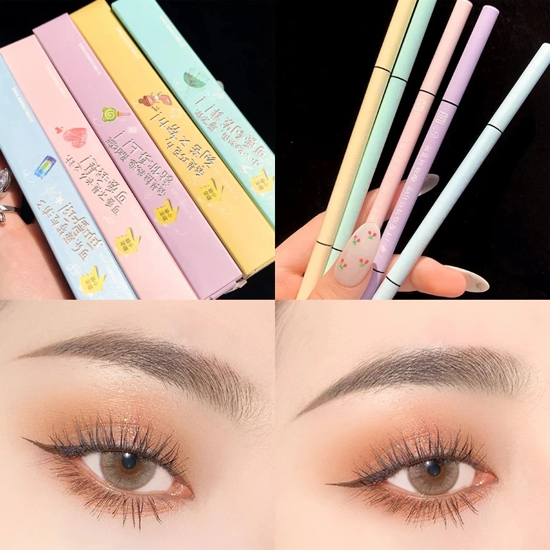 Xixi slim eyebrow pencil with brush brown coffee color long lasting waterproof cute yellow blue appearance pen AC230 | Красота и