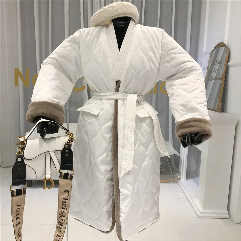 Abrigos mujer invierno Новое Женское зимнее пальто с толстым поясом, длинное уличное пальто, модная верхняя одежда