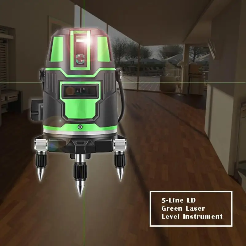 

5 Lines LD High Precision Green Beam 360 Vertical Self-leveling Device Laser Level Instruments Automatic Wall Mounter