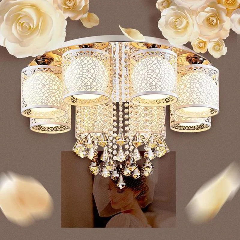 

2018 New Round LED Crystal Ceiling Light For Living Room Indoor Lamp with Remote Controlled luminaria E27