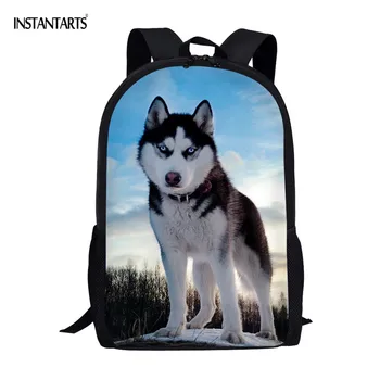 

INSTANTARTS Csiberian Husky Dog Print Kids Schoolbags Large Primary Students Book Bags School Bag 3D Bagpack Rucksack Mochila