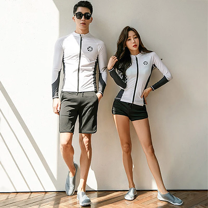 Rashguard Мужская и женская одежда 5 шт. 3 рубашка с длинными рукавами шорты белый