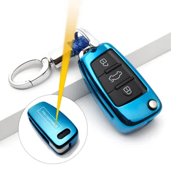 

TPU Car Key Cover Case Fob Shell For Audi Q3 A4L A6L Q5 Q7 A1 A3 A4 A5 A7 A8 C6 R8 Private Custom Remote Flip Key Case Cover