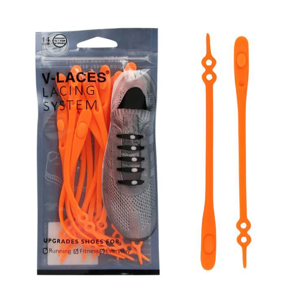 1 Pcs Orange Новые 14 шт./упак. Водонепроницаемый силиконовые шнурки спортивные туфли аксессуары круглые эластичные шнурки без завязок; спортивные шнурки - Цвет: 1 Pcs Orange