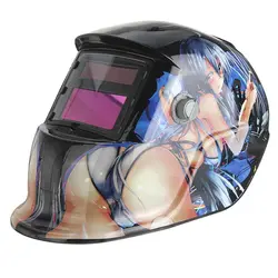 Сварочная маска капот Солнечный автоматический сварочный шлем (солнечная энергия для перезарядки) Защита лица (красивая девушка)