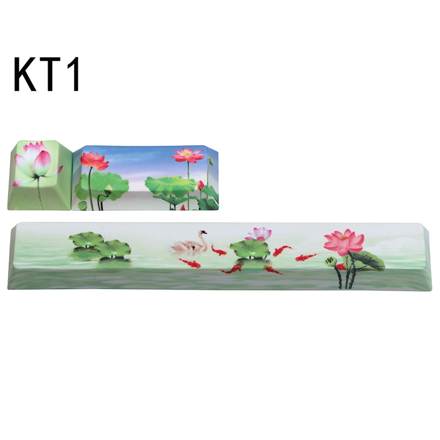 KT1 3D Сублимация красителя 3 клавиши PBT keycap MX Переключатель механическая клавиатура keycap Вишневый профиль - Цвет: KT1