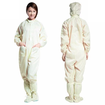 

1-Piece Isolation Suit Hooded Dust Free Work Clothes Coveralls Men Women Laboratory PI669