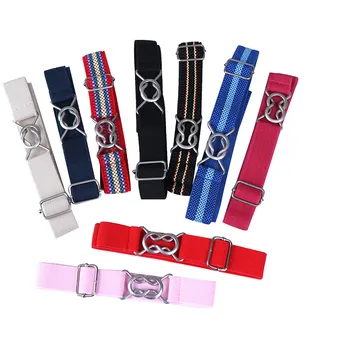 

1pc Candy Color Stripe 1 Inch Wide Kids Children Elastic Waist Belt For Boys Girls