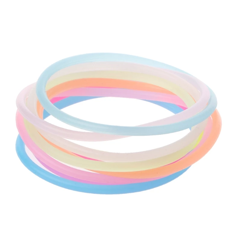 Night Luminous Bracelets Wristband Gummy Silicone DIY Rubber Hairbands 10PCS
