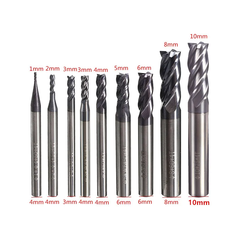 1-10mm 4 Flutes Solide Carbide Tungsten Steel Nitrogen Coated Milling Cutting HRC50 Straight Shank End Cutter CNC Tool | Инструменты