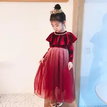 Длинное детское платье; праздничное платье принцессы; красные новогодние платья для маленьких девочек; Изысканная детская одежда