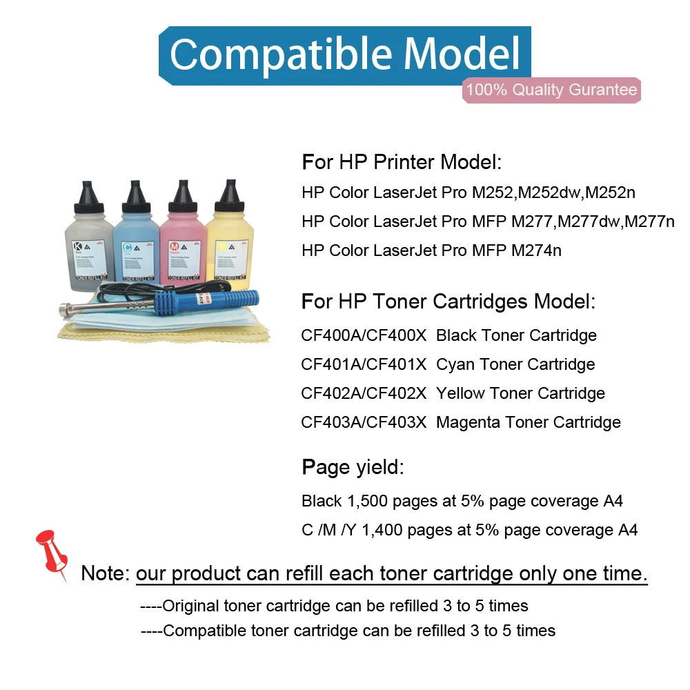 Misee Toner Refill Powder Kit Compatible For Hp 201a Cf400a-cf403a Laserjet  Pro Mfp M277dw M277 M277n M252dw M252 M252n Kcmy - Toner Powder - AliExpress