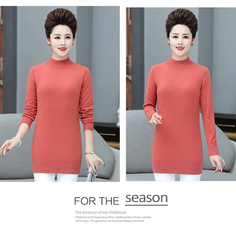 XJXKS winter new high-end wool women knitted dress loose plus size comfortable casual women turtleneck sweater