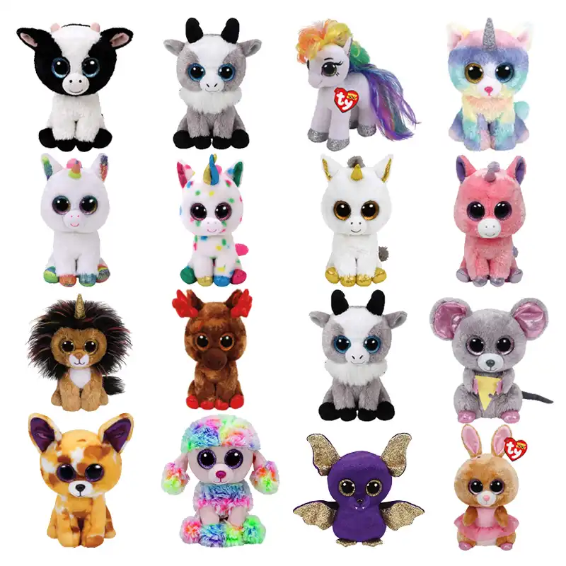 Ty Beanie Licorne Chat Vache Flamants Roses Animal En Peluche Renard Hibou Chien Renne Lion Souris Lapin Jouets 15cm Aliexpress