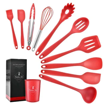 

10 PCS/ Set Silicone Heat Insulation Kitchenware Spoon Spatula Non-stick Silicone Shovel Spoon Kitchen Tools KitchenWare