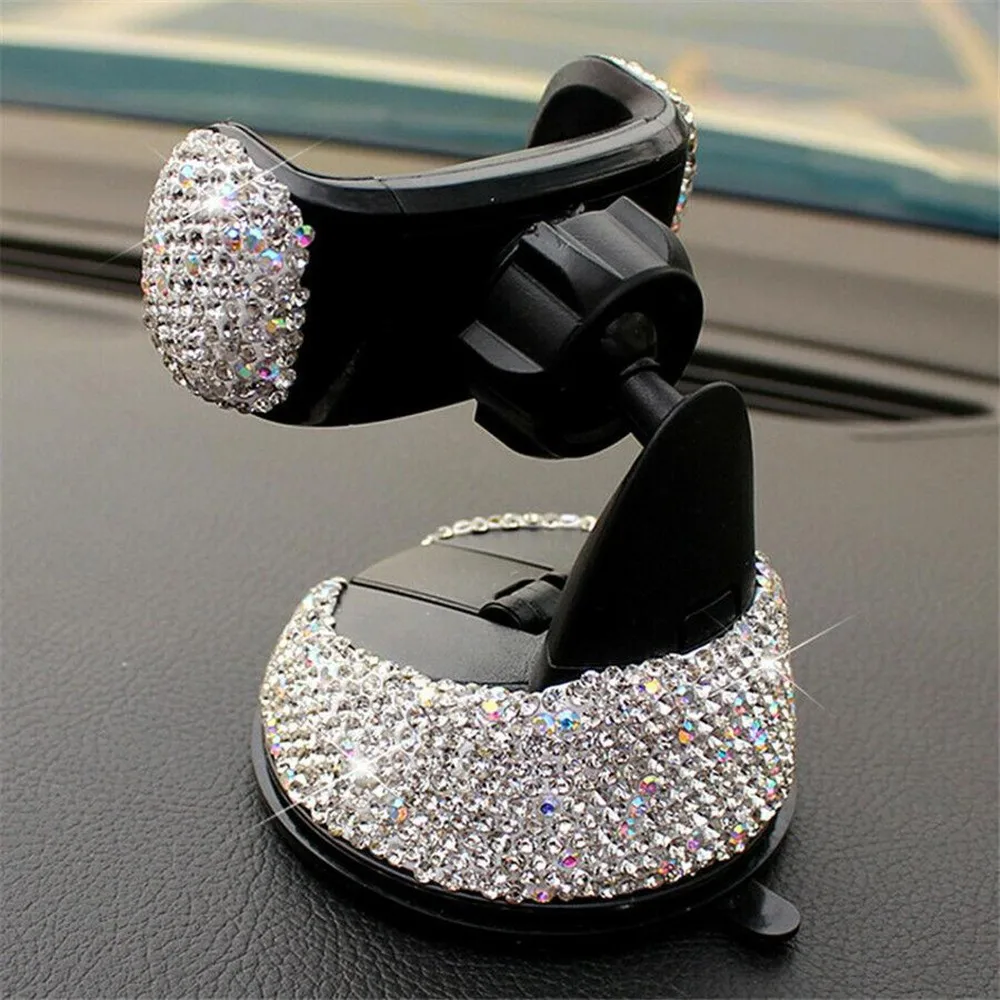 

Universal Car Phone Holder Dashboard Stand Crystal Bling Girls Interior Trim Interior Trim Dashboard Mounts
