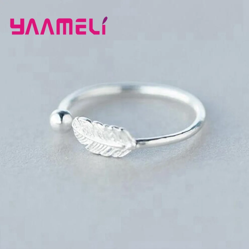 Модное 925 пробы Серебряное кольцо для женщин, Дамское перьевое кольцо с листьями, Женское Обручальное кольцо, ювелирные изделия Anel вечерние, подарок