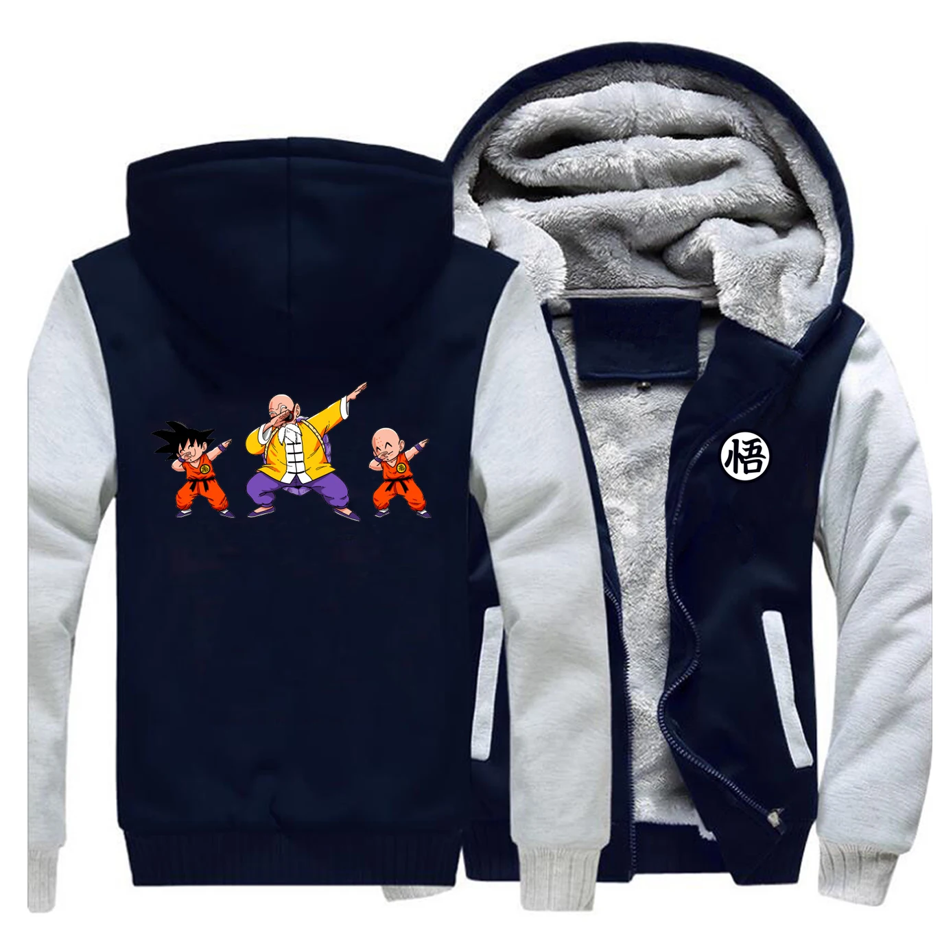 Japanese Anime Dragon ball Mens Hoodies Winter New Brand Outwear Men Hip Hop Funny Male Sportswear All-match Harajuku Coats - Color: Gray Dark Blue