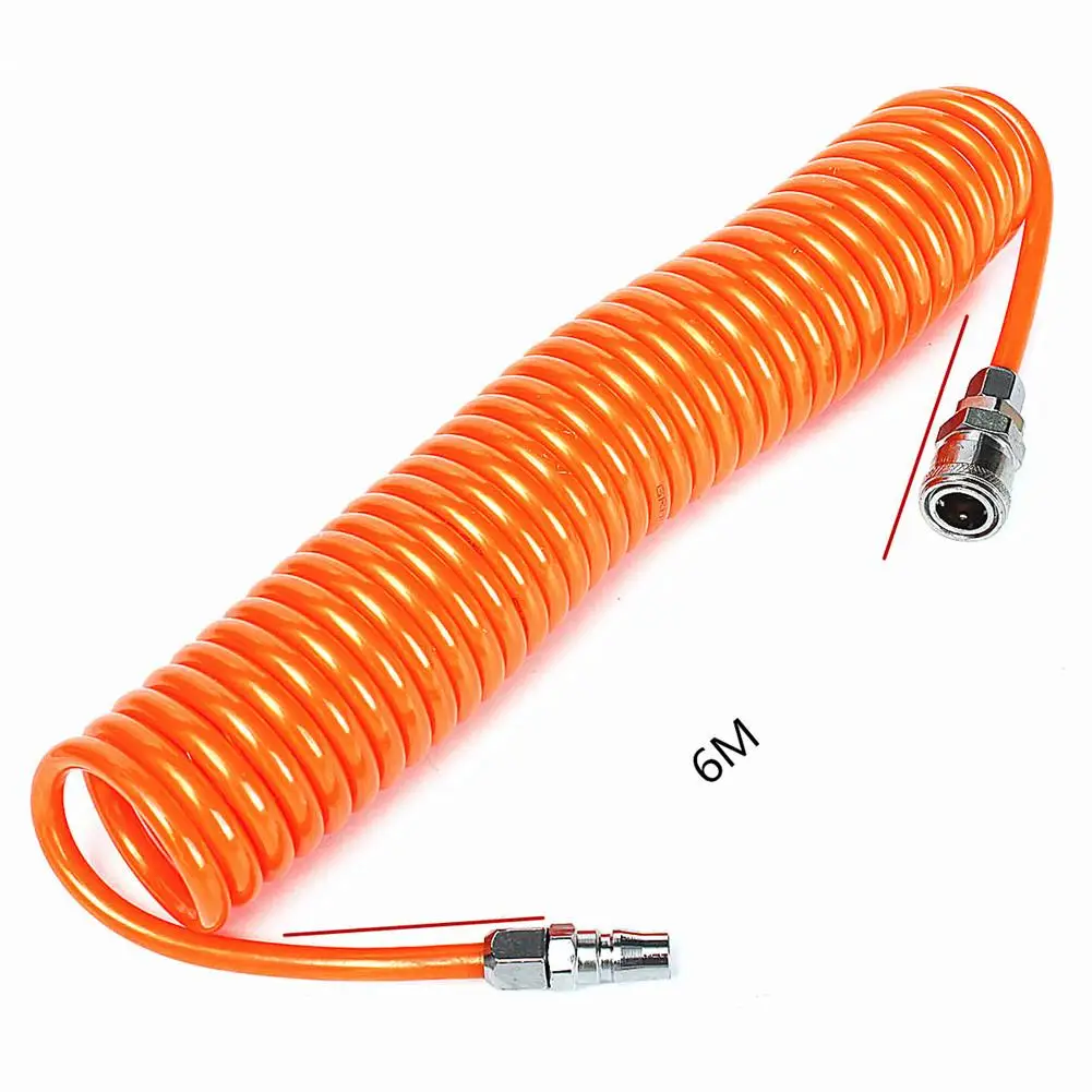 6M Flexible Polyurethane PU Air Compressor Hose Tube Air Tools With Connector Spring Tube Portable Coupler Compressor Air Tool