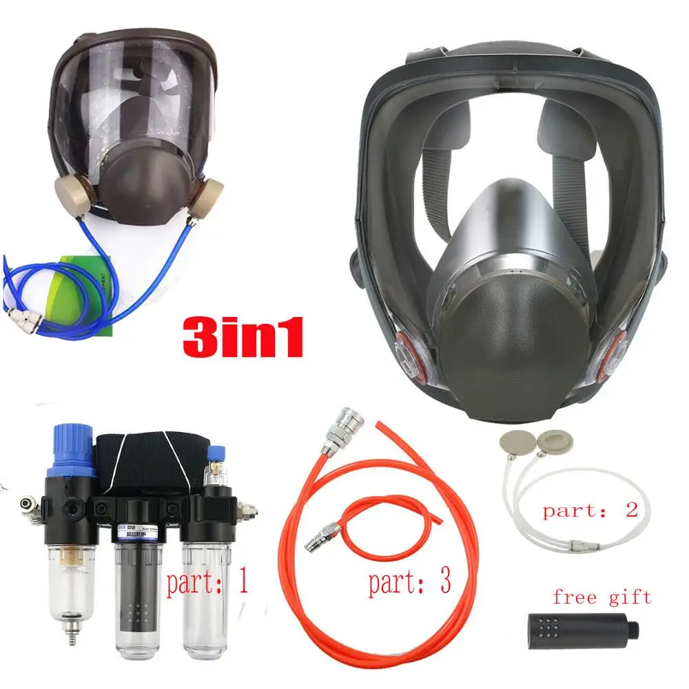 

Three-In-One Chemcial Function Supplied Air Fed Safety Respirator System With 6800 Full Face industry Gas Mask