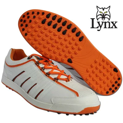 LYNX мужские профессиональное микроволокно обувь для гольфа мужские Нескользящие мягкие подошвы ультра-легкие фиксированные ногти спортивная обувь кроссовки для гольфа - Цвет: Оранжевый