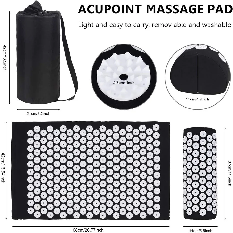 Description Picture 5 of itemLoogdeel Acupressure Mat Massage Mat and Pillow Set Yoga Mat Acupuncture Cushions Applicator kuznetsov Relieve Back, Neck