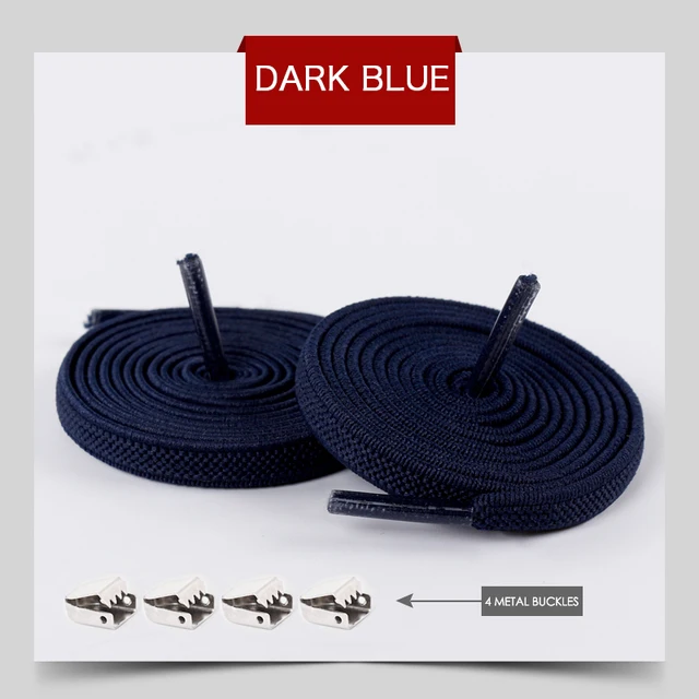 Elastic Shoelaces No Tie Shoe laces Outdoor Leisure Sneakers Quick Safety Flat Shoe lace Kids And Adult Unisex Lazy laces 1 Pair Dark Blue