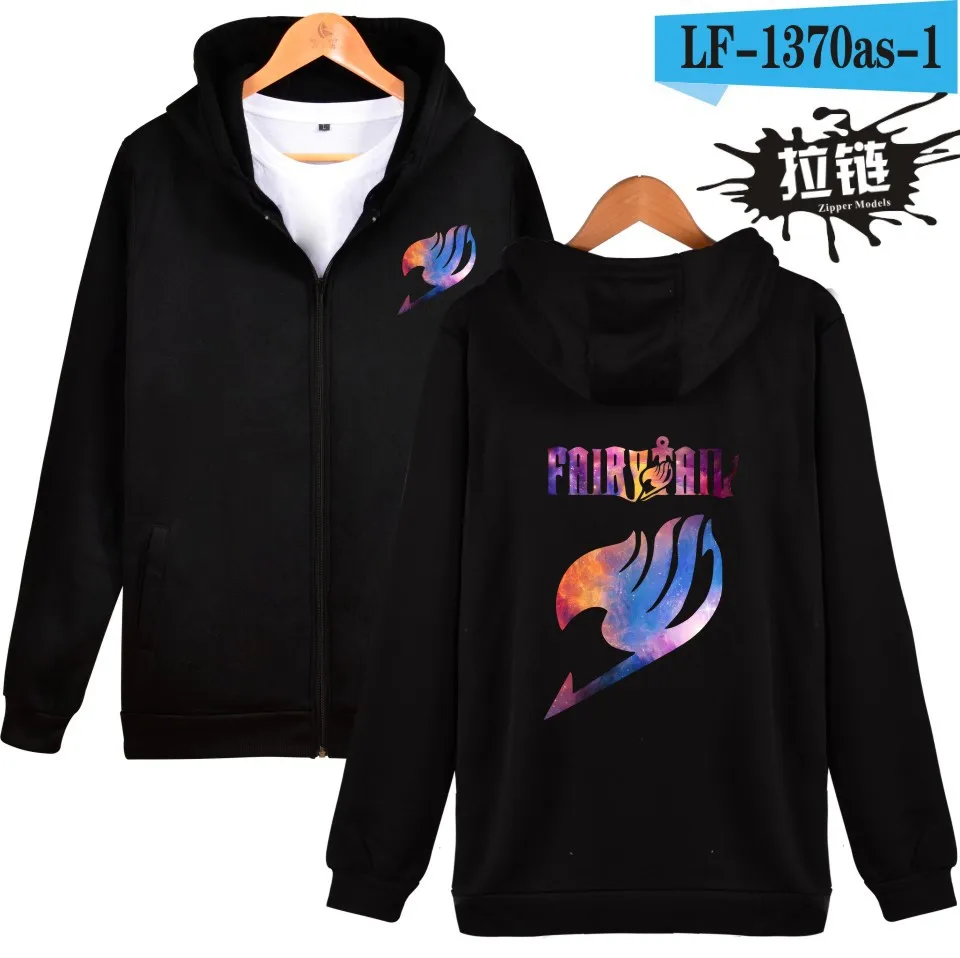 black Jacket Лидер продаж, толстовки с капюшоном в виде хвоста феи, Толстовка для мужчин и женщин, куртка на молнии, толстовка с капюшоном, зимняя теплая Повседневная одежда в стиле Харадзюку, аниме, мужская одежда с хвостом феи - Цвет: black Jacket