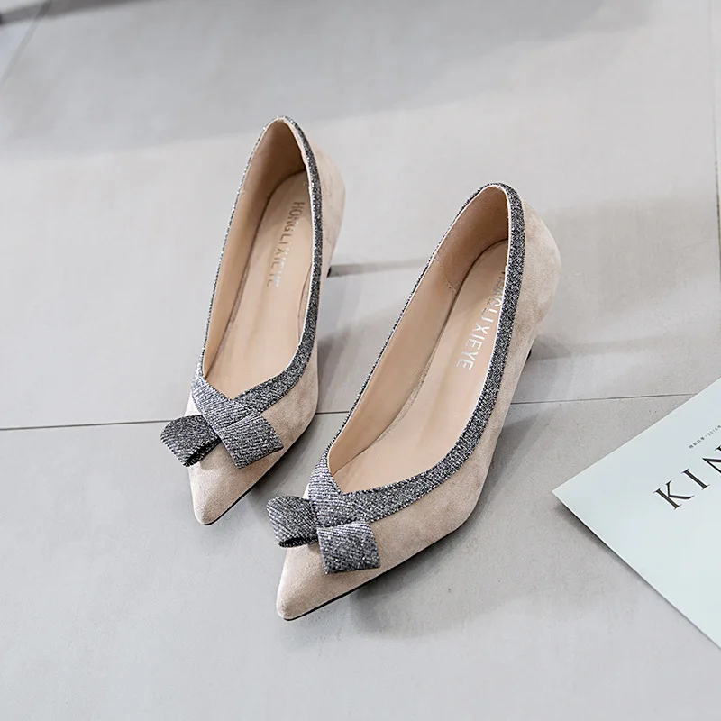 

High Heel Shoes Women's 2019 Spring Versatile Korean-style Thin Heeled Pointed-Toe-Black And White with Pattern GIRL'S Hipster K