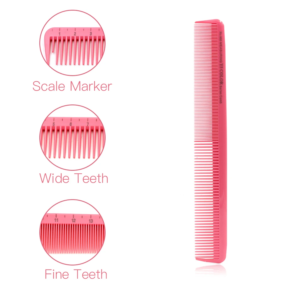 1 шт., измерительная Расческа для стрижки, расческа со шкалой, профессиональная салонная укладка, расческа, высокое качество, расческа для волос, розовый цвет