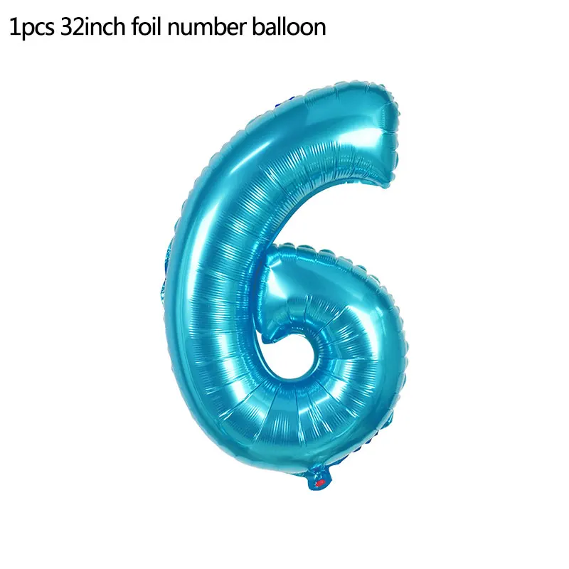 32 дюйма синие фольга номер шар Русалка тема вечерние фольга воздушные цифры для ребенка душ Дети День рождения шарики для украшения - Цвет: 6