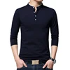 BROWON Brand Autumn Casual Mens T Shirts Fashion 2022 Sold Color Mandarin Collar Long Sleeve T-Shirt Luxury Plus Size M-5XL ► Photo 2/6