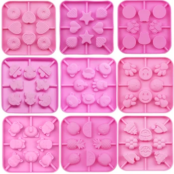 

Bake Tool Bear Lolipops Cake Molds Animal Heart Silicone Lollipop Mold Flower Candy Chocolate Molds Cake Decoration Crafts