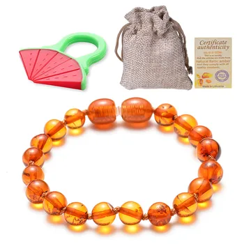 

Natural Ambers Teething Bracelets for Baby - Baltic Ambers Round beads Bracelet Fussiness Reduce Ambers Teething Anklets 5 Color