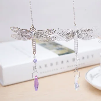 

Fashion Handmade Chakra 3D Dragonfly Suncatcher Crystal Glass Ball Prisms Maker Window Hanging Ornament Home Wedding Decoration