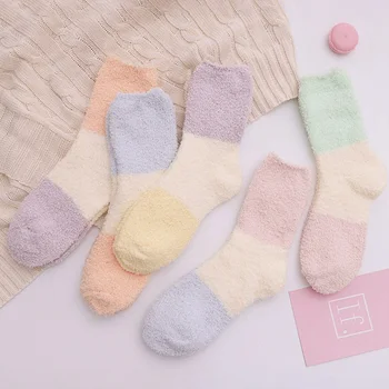 

Women Plush Socks Winter Warm Sleep Bed Socks Floor Home Fluffy Socks Coral velvet Feet Warmer Christmas gift meias