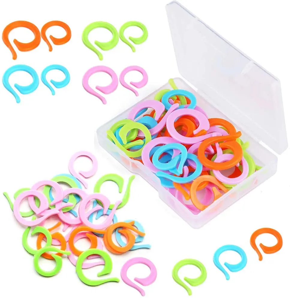 

LMDZ Knitting Crochet Markers with Plastic Box, 20 Pcs Small + 20 Pcs Large Stitch Marker Ring, Sewing Accessories for DIY