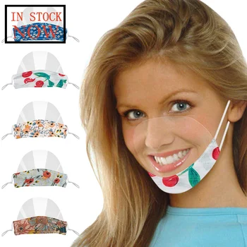 

Adult Lip Language Visual Transparent Printed Pvc Mouth Mask Fashion Cotton Face Mask Respirator Mascarilla Reutilizable